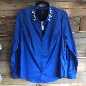 Large NYDJ Royal Blue Button-Down Top